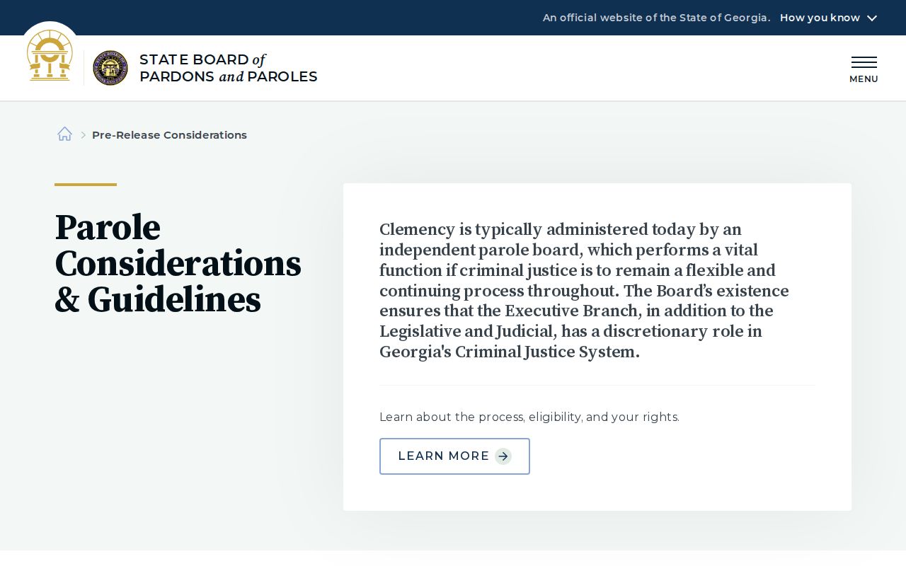 Georgia parole consideration for Jenkins County projected release records